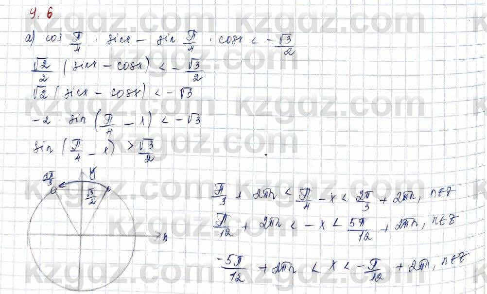 Алгебра (Обще-гуманитарное направление) Абылкасымова 10 ОГН класс 2019 Упражнение 9.6