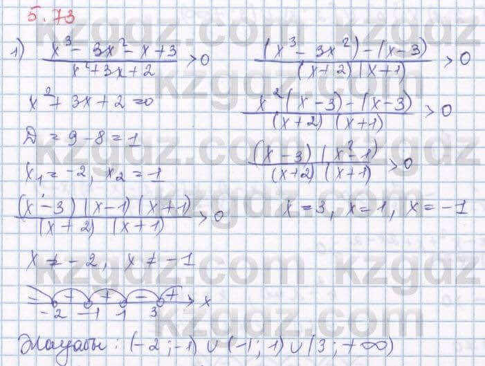 Алгебра Шыныбеков 8 класс 2018 Упражнение 5.73