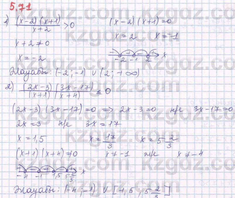 Алгебра Шыныбеков 8 класс 2018 Упражнение 5.71