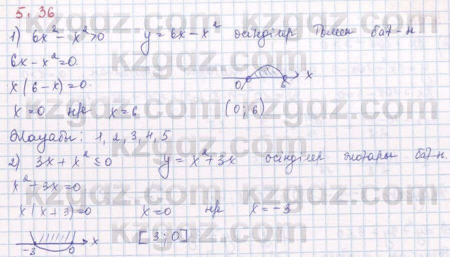 Алгебра Шыныбеков 8 класс 2018 Упражнение 5.36