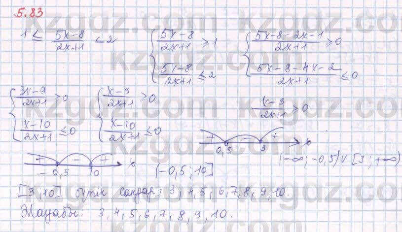 Алгебра Шыныбеков 8 класс 2018 Упражнение 5.83