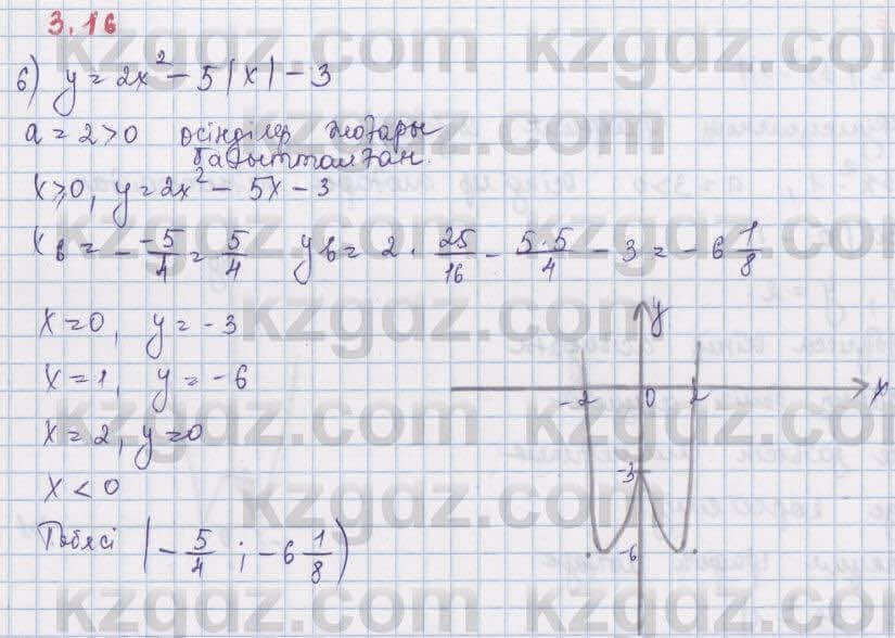Алгебра Шыныбеков 8 класс 2018 Упражнение 3.16