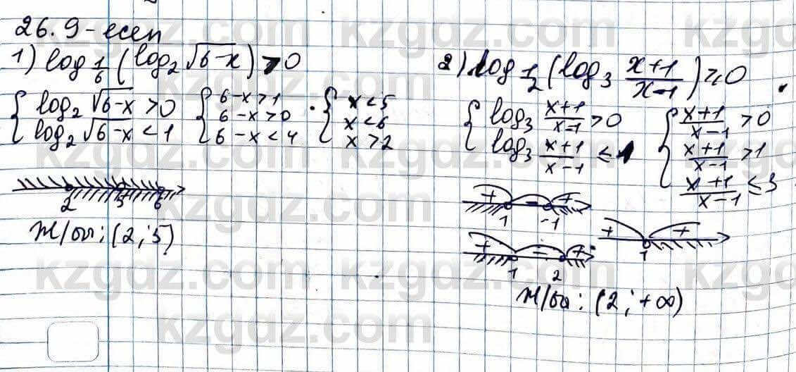 Алгебра Абылкасымова 11 ЕМН класс 2020 Упражнение 26.9