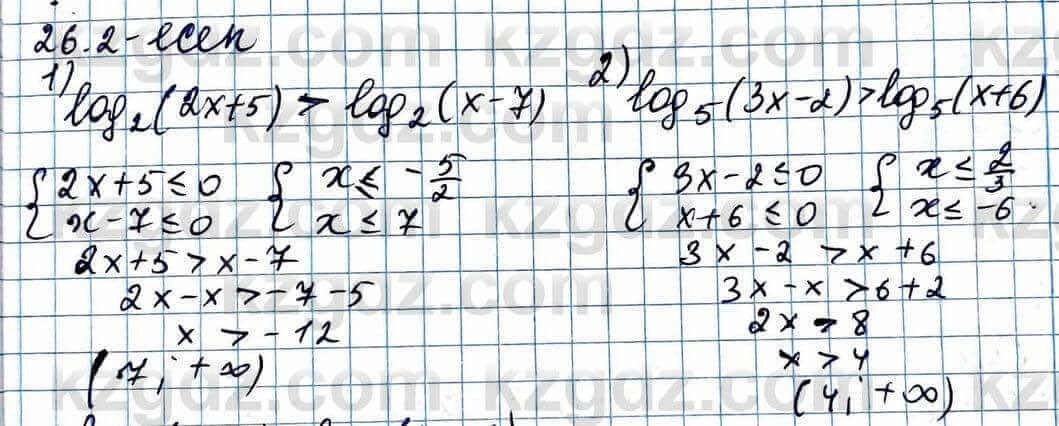 Алгебра Абылкасымова 11 ЕМН класс 2020 Упражнение 26.2