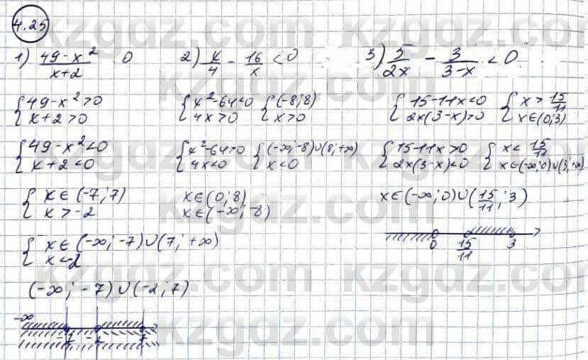 Алгебра Абылкасымова 9 класс 2019 Упражнение 4.25
